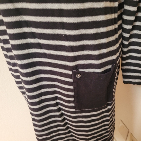 J. Jill Black and Grey Striped Point Knit Dress - Picture 4 of 6